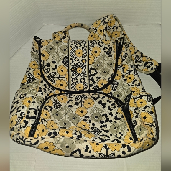 Vera Bradley Handbags - Vera Bradley Yellow and Black Floral Backpack